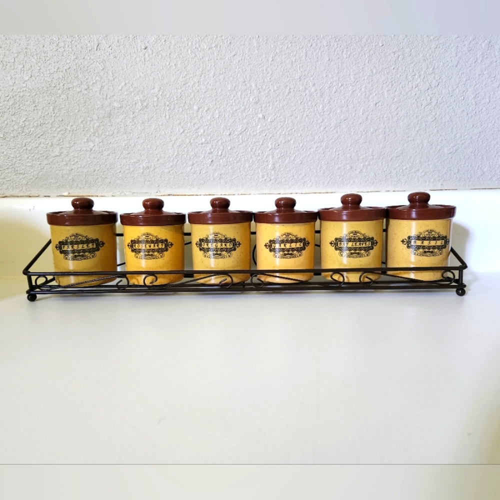 Vintage Spice Keeper Jars Rack